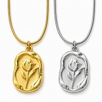 Collier pendentif irrégulier en forme de rose plaqué or 18 carats, acier inoxydable plaqué PVD, bijoux tendance, cadeau pour femme