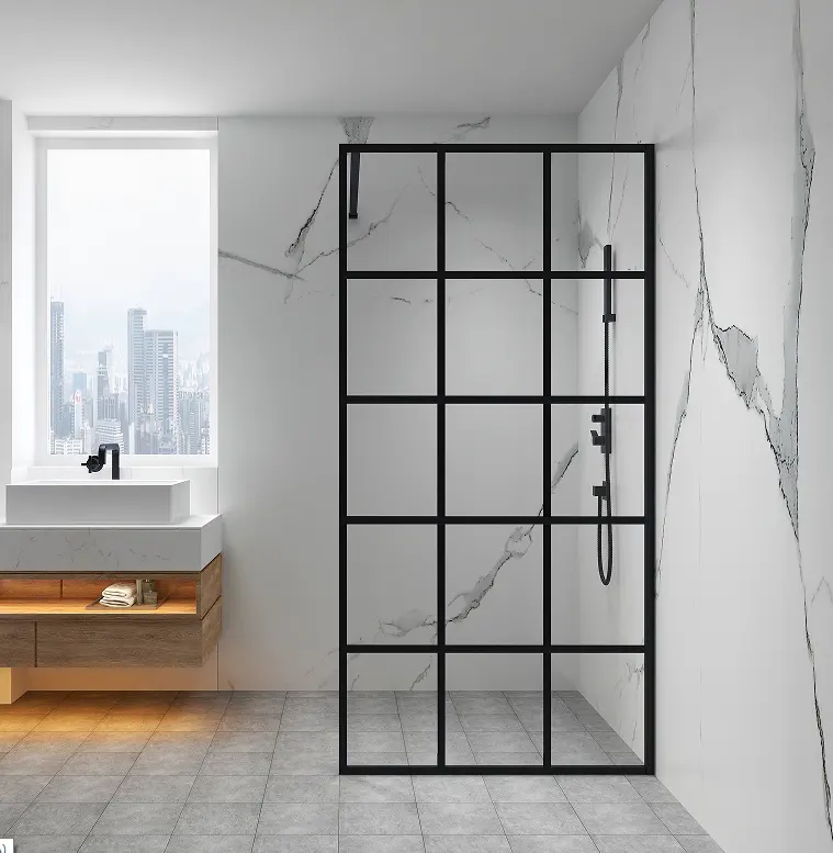 쉬운 청결한 로즈 금 작풍 샤워 스크린 공간 부드럽게 한 유리제 샤워 문에 있는 도보