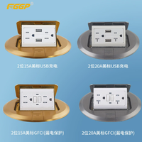 Prise de table GFCI en laiton/cuivre doré avec certificat de qualité, 2 prises, ports USB-C, résistante aux manipulations et auto-mise à la terre