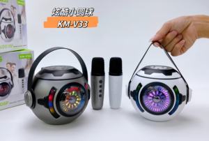 Nouveau 2024 KM-<span class=keywords><strong>V33</strong></span> Mecha Wind Karaoké Mini Audio Portable Extérieur Microphone sans fil Bluetooth Haut-parleur DJ Lecteur Rechargeable - Product Image 2