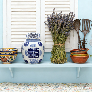 Bình sứ hạnh phúc đôi màu xanh và trắng - Đồ trang trí đám cưới truyền thống Trung Quốc/Chậu trang trí phong cách Trung Hoa - Product Image 5