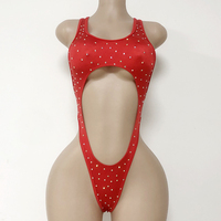 Qualité Strass Exotique Dancewear Sexy Body Femmes Une Pièce Performance Wear Club Outfit Conception Personnalisée En Gros