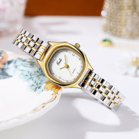 Reloj de Pulsera de Cuarzo para Mujer, Diseño Compacto y Elegante, Textura de Tela, Acero Inoxidable, Doble Cierre de Mariposa, Resistente al Agua