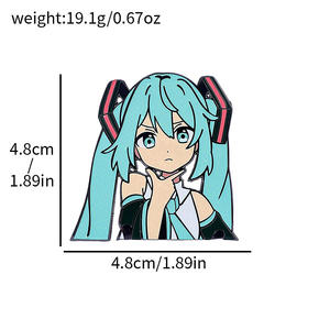 Regali promozionali all'ingrosso creativi cartoni animati Hatsune cantante <span class=keywords><strong>Miku</strong></span> spille per abbigliamento portatile in metallo spilla accessori Widget - Product Image 5