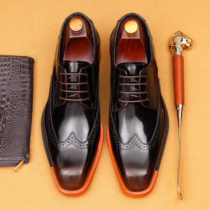 Chaussures en cuir brodé assorties aux couleurs, en cuir de vachette pleine fleur pour hommes, style britannique, pour tenue de cérémonie, banquet, mariage - Product Image 6