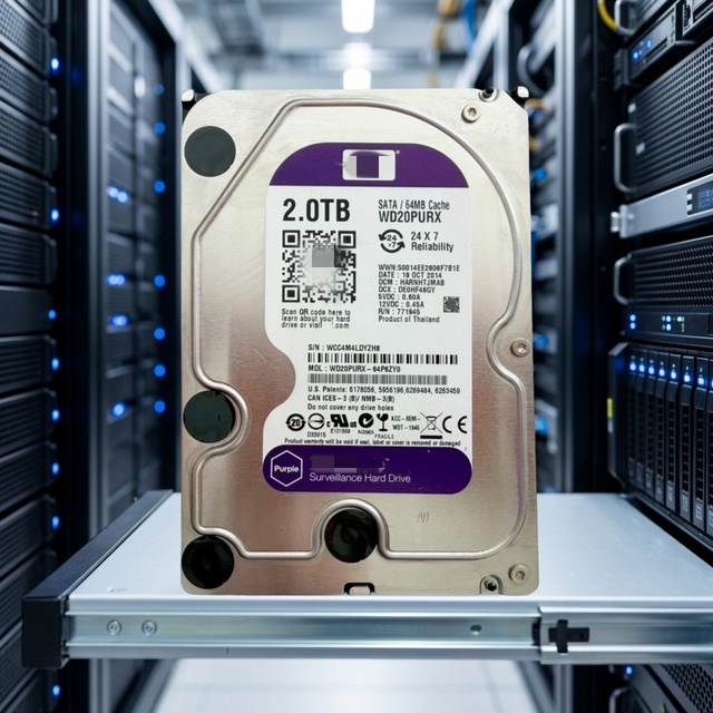 WD20PURX 2TB SATA 6Gb/s 5400 RPM 64MB 512e 3.5inch Purple Hard Disk Drive HDD for NVR DVR Storage System