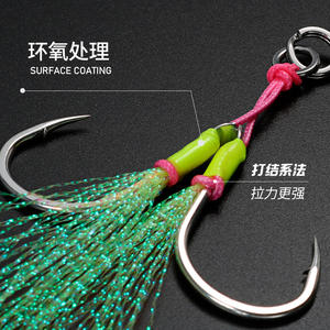 Anzuelo de pesca de acero de alto carbono Jigging Pro 12 #, 14 #, #16, 18 #,20 #,22 # Plantilla de metal Anzuelo de doble asistencia para anzuelo de pesca de agua salada - Product Image 5