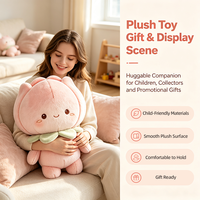 Peluche ultra douce Kawaii en forme de pêche avec collier fleuri pour décoration de chambre esthétique, cadeau d'anniversaire