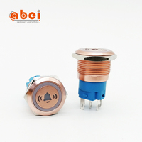 Interrupteurs à bouton-poussoir en métal LED éclairés personnalisés Abei avec logo, 16 mm, 19 mm, 22 mm, 12 volts, étanches, en acier inoxydable