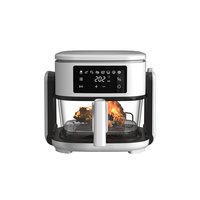 Friteuse à air électrique sans huile de grande capacité 5L, design carré en plastique, écran tactile numérique, affichage LCD, protection contre la surchauffe
