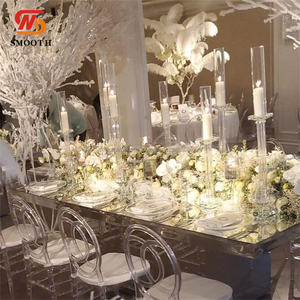 SMOOTH Customized Set Of 5 Crystal Candle Holders Crystal Glass Candle Holders for Wedding <b>Table</b> Decoration - Product Image 6