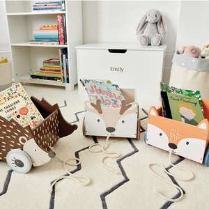 Mobili per la camera dei bambini simpatici cervi e volpe <span class=keywords><strong>Pull</strong></span>-along carrello per libri per la camera dei bambini carrello per bambini giocattoli decorazioni per la scuola materna - Product Image 5