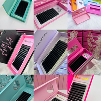 Extensions de cils en velours de vison à marque privée, plateaux individuels en cachemire noir mat, cils en soie méga volume, vente en gros