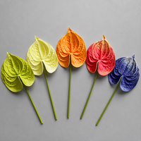 Fleur d'Anthurium Artificielle en PU Effet Naturel, Multicolore, à Tige Unique, pour Centres de Table de Mariage et Décoration Intérieure