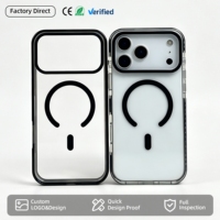 Coque de téléphone magnétique haute transparence anti-chute avec pare-chocs de 2,0 mm, aimant 2600 GS, logo personnalisé imprimé UV pour iPhone 17E 18 Pro Max