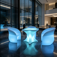 Dropshipping : Mobilier d'extérieur en plastique pour salon de chicha, incluant chaises LED et ensembles table et chaises de bar lumineux LED RGB, pour événements