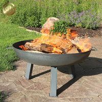 Fourniture d'usine Table de foyer ronde en acier Corten noir Barbecue extérieur et bois de chauffage intérieur 60cm de hauteur totale pour patio et jardin