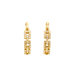 Pendientes Huggie de Lujo Chapados en Oro con Cristales de Estrás, Diseño Geométrico para Mujer, Uso Diario - Product Image 1