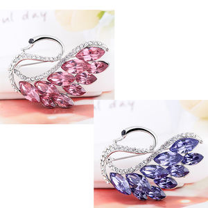 秋冬新作シルバー合金白鳥ブローチファッションダイヤモンドスカーフバックル白鳥ラインストーンブローチ - Product Image 2