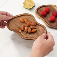 Assiette irrégulière en bois d'acacia pigmenté, style nuage moderne, plateau solide pour petit-déjeuner occidental, idéal pour la maison, le thé, les collations, le pain et les gâteaux