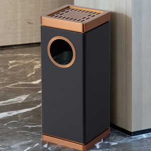 Poubelles de hall d'hôtel, cendriers commerciaux sur pied, cendriers d'entrée d'ascenseur de bureau en acier inoxydable et poubelles de luxe. - Product Image 4