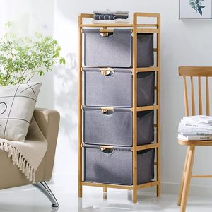 Cesta de Almacenamiento Independiente LEDIN de Bambú Natural con 4 Niveles y Cajones, Organizador de Ropa para Dormitorio, Baño y Lavadero - Product Image 4