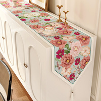 WML036 Chemin de table décoratif en tissu polyester-coton à motif floral personnalisé de qualité supérieure pour table à manger, table basse et armoire latérale