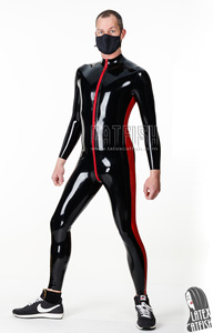 <span class=keywords><strong>Catsuit</strong></span> in lattice <span class=keywords><strong>Zentai</strong></span> con cerniera frontale 'Side-Swiper' da uomo, nero/giallo, spessore 0,4 mm - Product Image 4