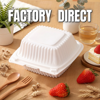 Conteneur alimentaire jetable en MFPP thermoformé, robuste, à charnière, blanc, pour vente en gros, idéal pour les restaurants et les plats à emporter
