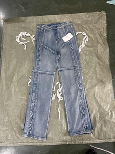 Nova Moda Única Streetwear Sexy Cool Hip Hop Casual Calça <span class=keywords><strong>Jeans</strong></span> Feminina Bootcut com Cadarço - Product Image 2