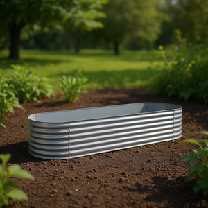 Jardinera Elevada de Acero Galvanizado 157.5x31.5x17.3 Pulgadas en Gris para Cultivo de Vegetales - Product Image 2