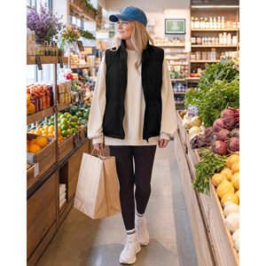 FOXA <b>Womens</b> Lightweight Puffer Vest <b>Cropped</b> Quilted Sleeveless Stand Collar Zip <b>Gilet</b> Fall Winter Warm Padded Jacket - Product Image 5