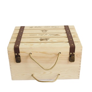 Wanuocraft handmade gỗ thông tự nhiên Thùng Vineyard Thiết kế 6 chai rượu vang du lịch lưu trữ mang hiển thị trường hợp đánh bóng - Product Image 1