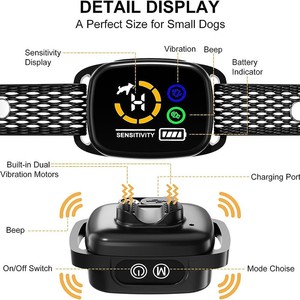 Venta al por mayor nueva pantalla a color mejorada sin control de ladridos <span class=keywords><strong>collar</strong></span> de ladridos de perro