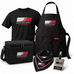 Custom Race Supply Crew Working Kit with Work Tee <b>Apron</b> Insulated Cooler Bag Bandana Metal Staff Badge - Product Image 1
