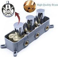 Robinet thermostatique de douche à 2 fonctions, 3 boutons rotatifs, le corps du robinet peut contrôler le volume d'eau et fonctionner simultanément