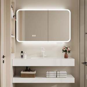 Muebles de Baño Modernos de Estilo Nuevo, Gabinetes de Baño de Madera Lacada Montados en la Pared, Tocadores de Baño con un Solo Lavabo - Product Image 3