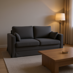 Sofá de tela gris oscuro de 2 piezas, 139 x 78 x 80 cm, juego de sala de estar, diseño moderno minimalista - Product Image 2