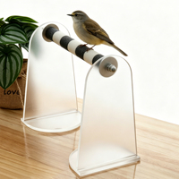 Support en acrylique pour oiseaux avec barre de ponçage des griffes, résistant à l'eau, station de repos stable pour bureau