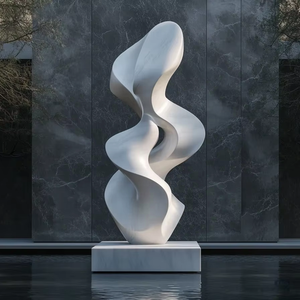 Escultura de metal blanco minimalista moderna, Arte abstracto al aire libre, reflejo de agua para Plaza Hotel Garden, artesanías de resina de alta calidad - Product Image 1