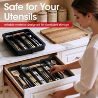 Organisateur de tiroir de cuisine extensible et réglable en acier inoxydable et polypropylène de style nordique avec support de rangement pour couverts