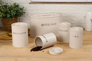 Boîte à pain <span class=keywords><strong>vintage</strong></span> pour la cuisine avec des boîtes en étain pour le café, le <span class=keywords><strong>sucre</strong></span>, le thé, le rangement des pâtisseries, ensemble de boîtes à pain avec couvercle en métal - Product Image 2