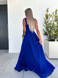 ODM produzione Sexy donna Maxi abito personalizzato OEM estate solido Strap <span class=keywords><strong>Spaghetti</strong></span> tromba/sirena eco-friendly di alta qualità <span class=keywords><strong>Royal</strong></span> - Product Image 3