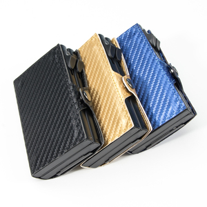 High Capacity Slim Minimalist Carbon Fiber Leather <b>Smart</b> <b>Wallet</b> RFID Blocking Double Aluminum for Credit Card Holder Gift Box - Product Image 6