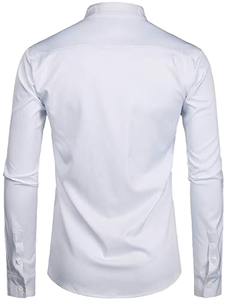 Camisas de oficina de algodón Oxford, último diseño, esmoquin, camisa para hombre, camisa de vestir de manga larga con cuello mandarín ajustado sólido para hombre - Product Image 2