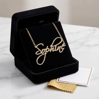 Collar con Nombre Personalizado, Certificado CE, con Pedrería, Placa con Nombre Personalizada, Acero Inoxidable, Chapado en Oro de 18K, Regalo de Joyería