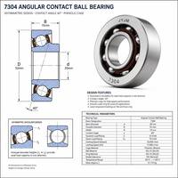 JYJM OEM 7304 Bantalan Bola Kontak Sudut 20x52x15mm Presisi Tinggi Baja Krom Baris Tunggal Suku Cadang Motor Spindle Mesin