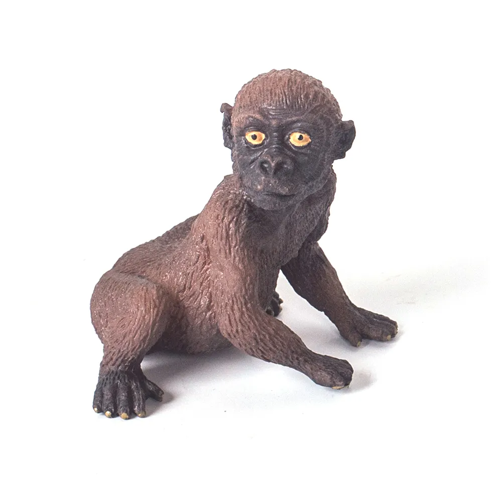 Çevre dostu yumuşak malzeme 3D hayvan şekil oyuncak siyah TPR Gorilla oyuncak toptan için