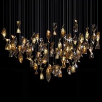 Lampe inspirée de décoration d'intérieur personnalisée de style naturel Lustre à feuilles de verre Brach Led