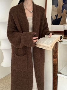 Maxi <span class=keywords><strong>Cardigan</strong></span> in <span class=keywords><strong>lana</strong></span> di alta qualità maglieria ampia aperta in maglia frontale maglioni semplici giacca <span class=keywords><strong>Cardigan</strong></span> lunghi <span class=keywords><strong>Cardigan</strong></span> donna - Product Image 2